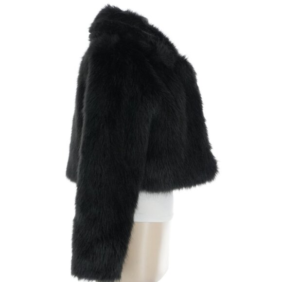 Vandevort Kaylee Collared Faux Fur Jacket - Black - Picture 3 of 7